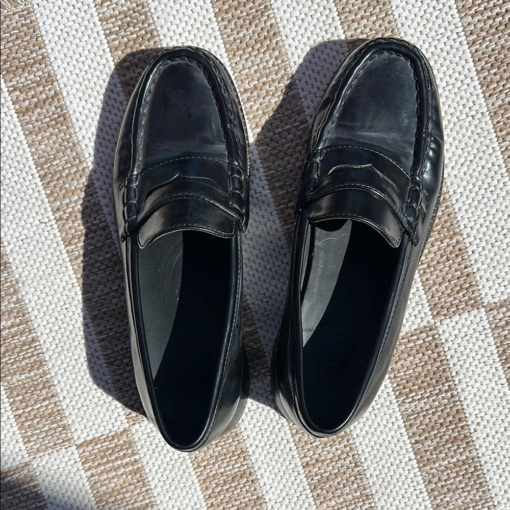 Freda Salvador Black Leather Penny Loafers